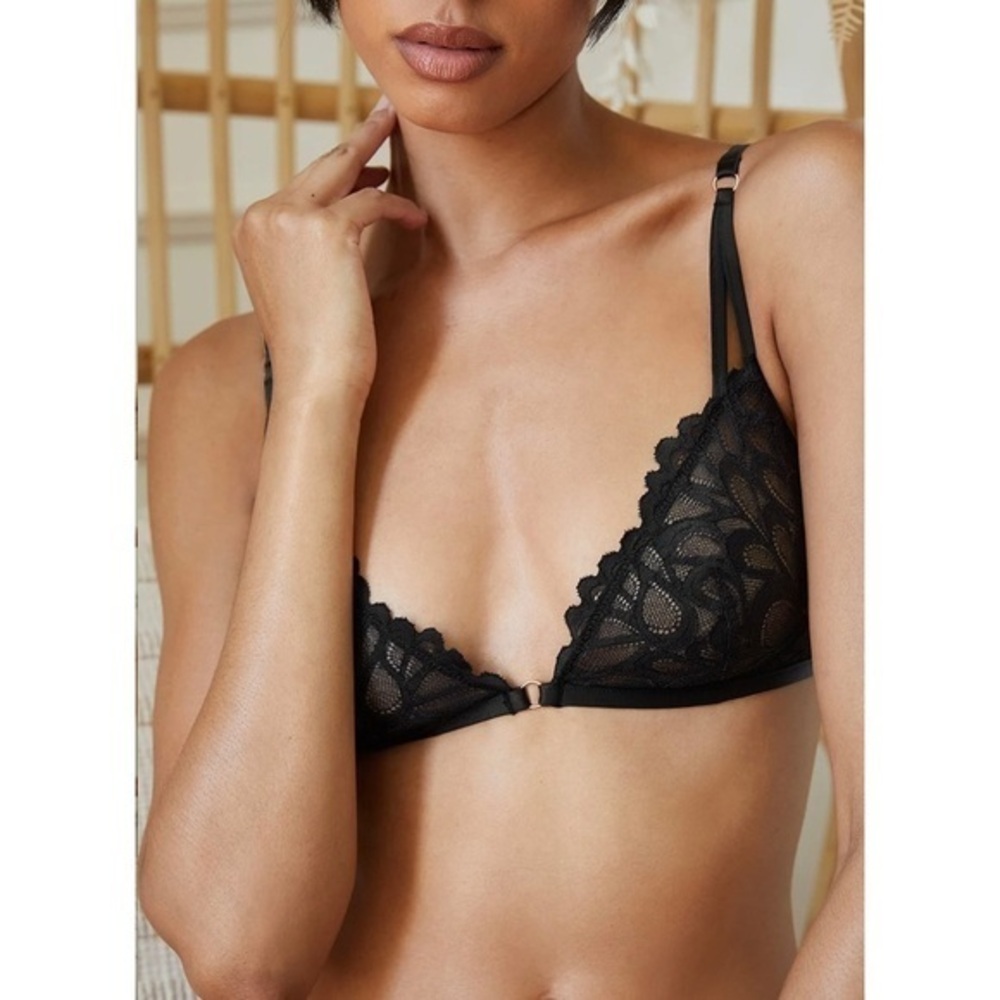Savage X Fenty Not Sorry Lace Bralette Black Caviar 1X New With Tags